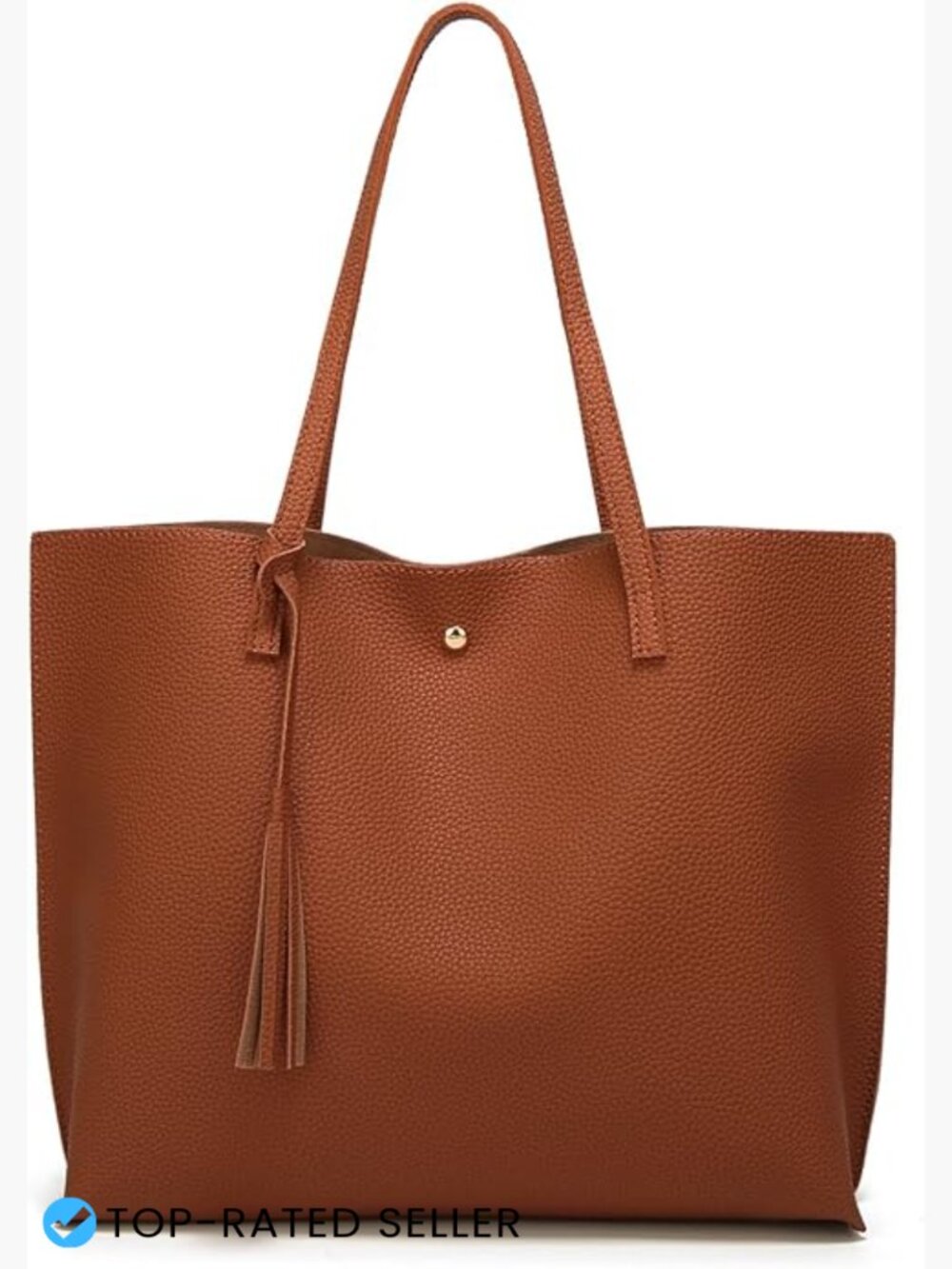 Faux Leather Tote Bag Large Capacity Tassel Shoulder Handbag Satchel Work Travel